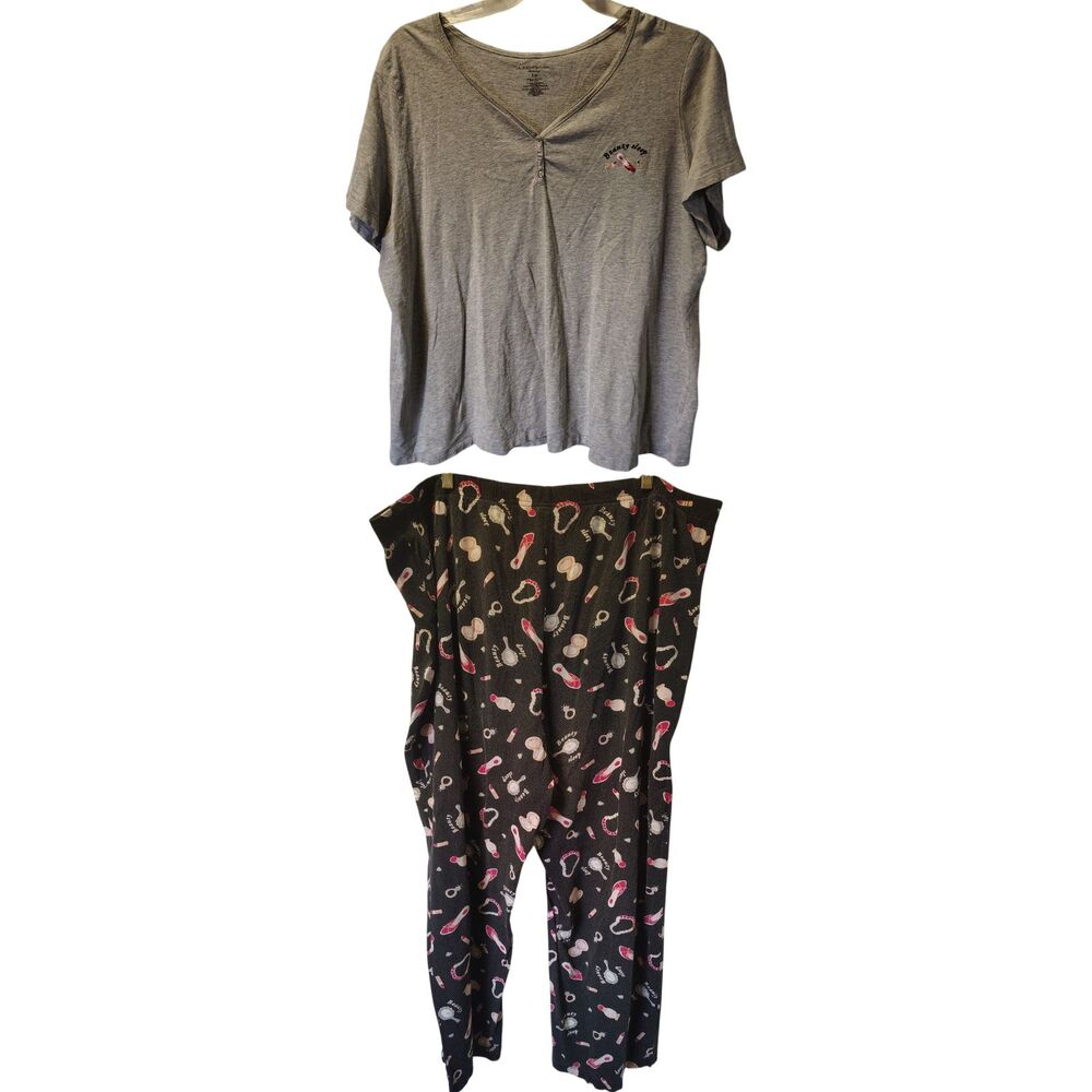 Croft & Barrow Beauty Sleep Pajama Set Women's 2X Gray Henley Shirt & Pants